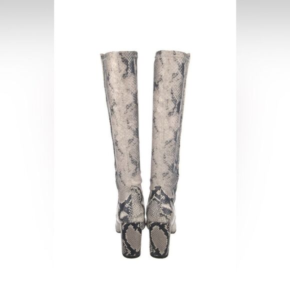 Stuart Weitzman Snake Animal Print Leather Mid-Calf Boots - Picture 4 of 5